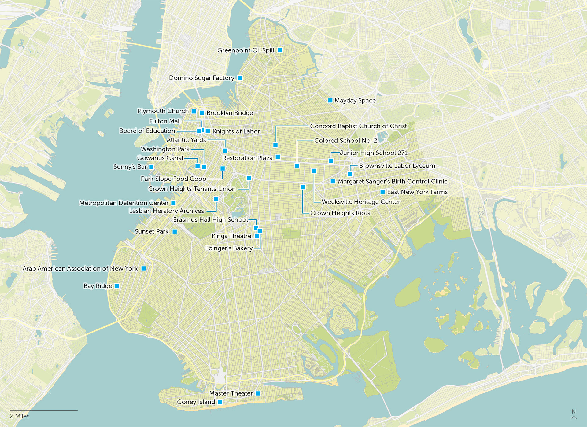 Map of sites in Brooklyn