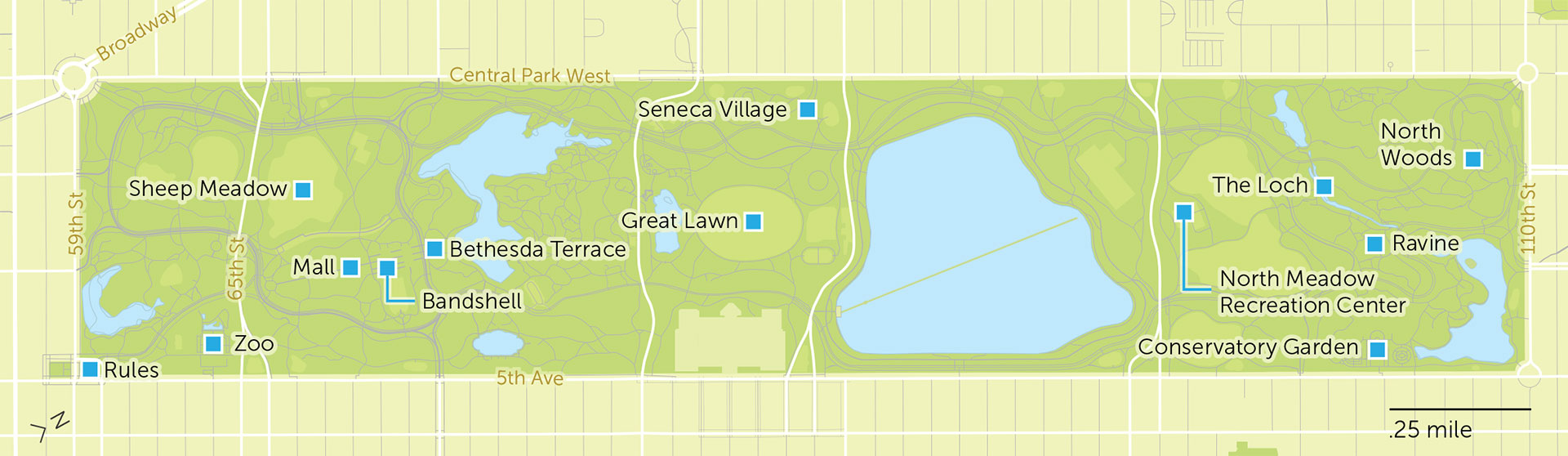 Map of sites in Central Park