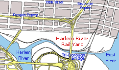 Map showing location of the Harlem River Rail Yard