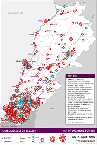 Lebanon bombing map