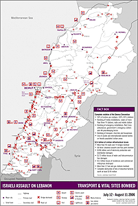 Lebanon transport bombing map