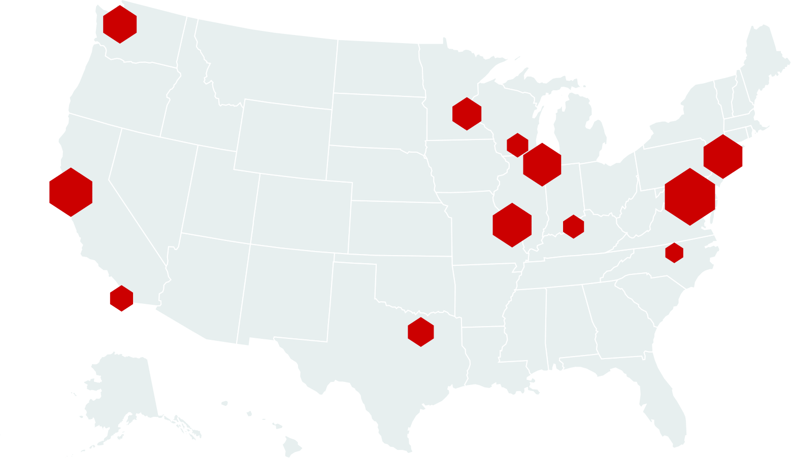 US map displaying the relative sizes of the per-capita police budgets