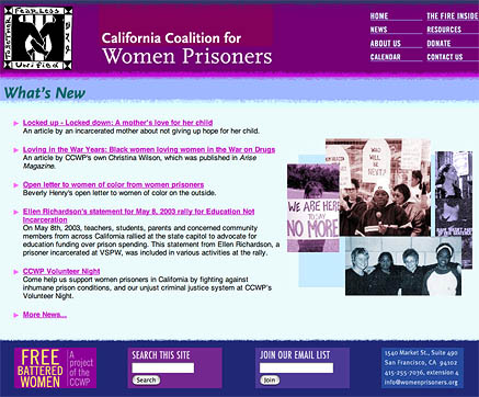 California Coalition for Women Prisoners home page