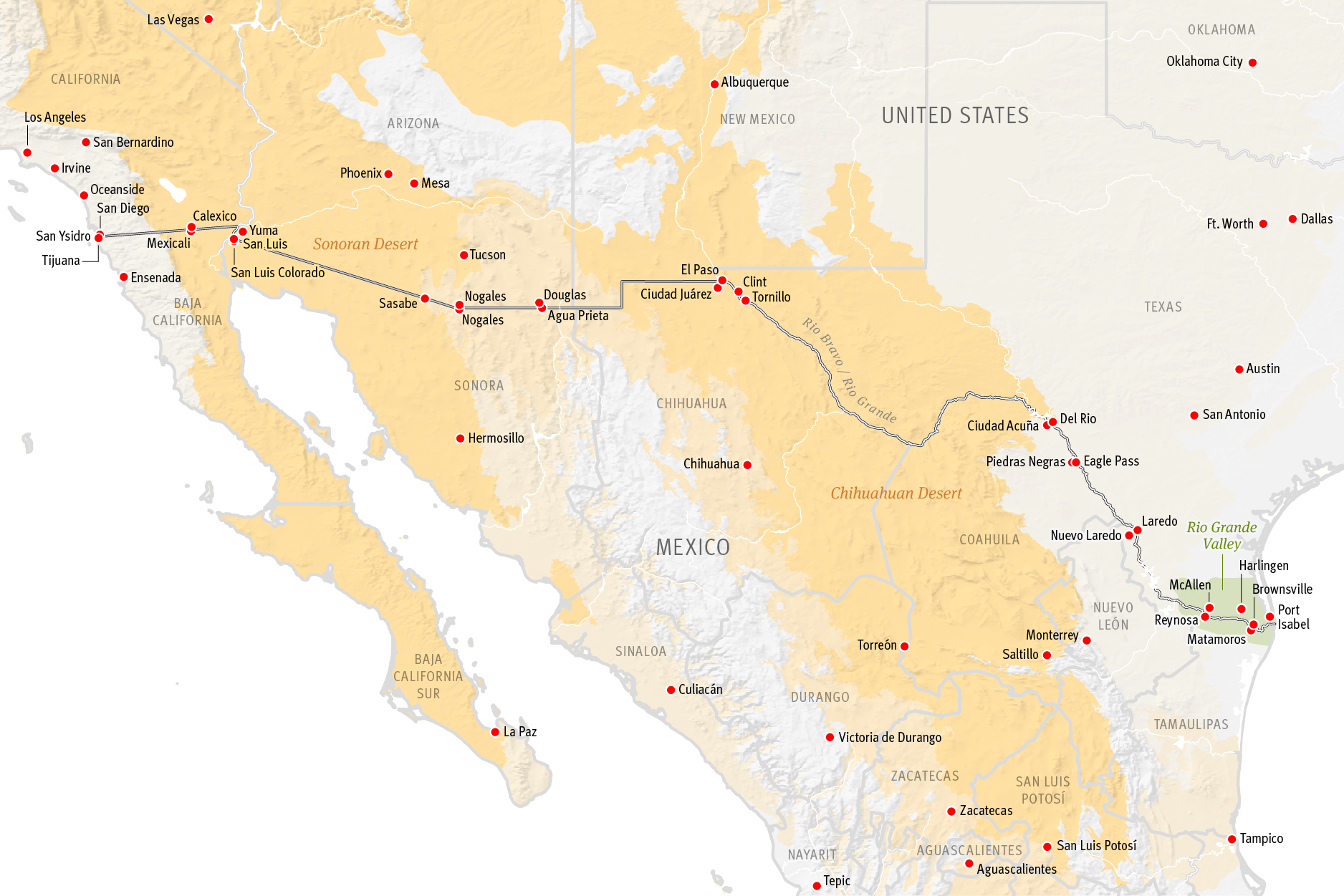 Mexico Border Map